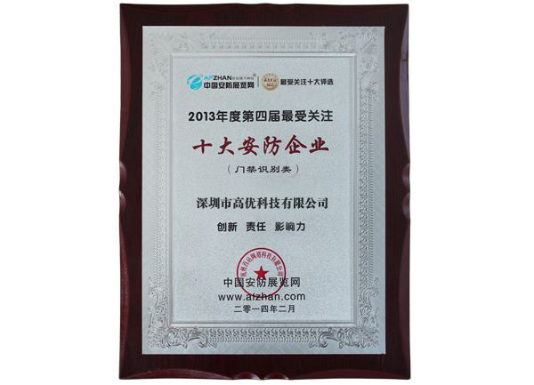 十大安防企業(yè)證書